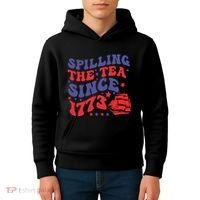 Spilling The Tea Since 1773 Retro Groovy History Teacher Fun Kids Hoodie thumb 4