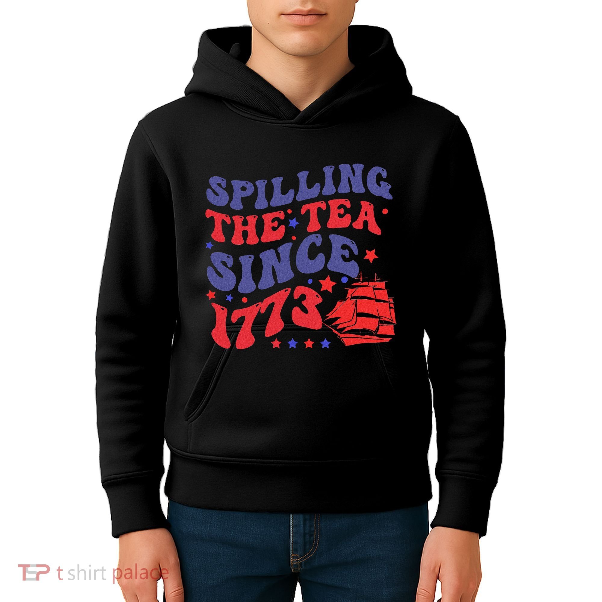 Spilling The Tea Since 1773 Retro Groovy History Teacher Fun Kids Hoodie