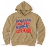 Spilling The Tea Since 1773 Retro Groovy History Teacher Fun Hoodie thumb 0