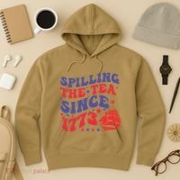 Spilling The Tea Since 1773 Retro Groovy History Teacher Fun Hoodie thumb 3