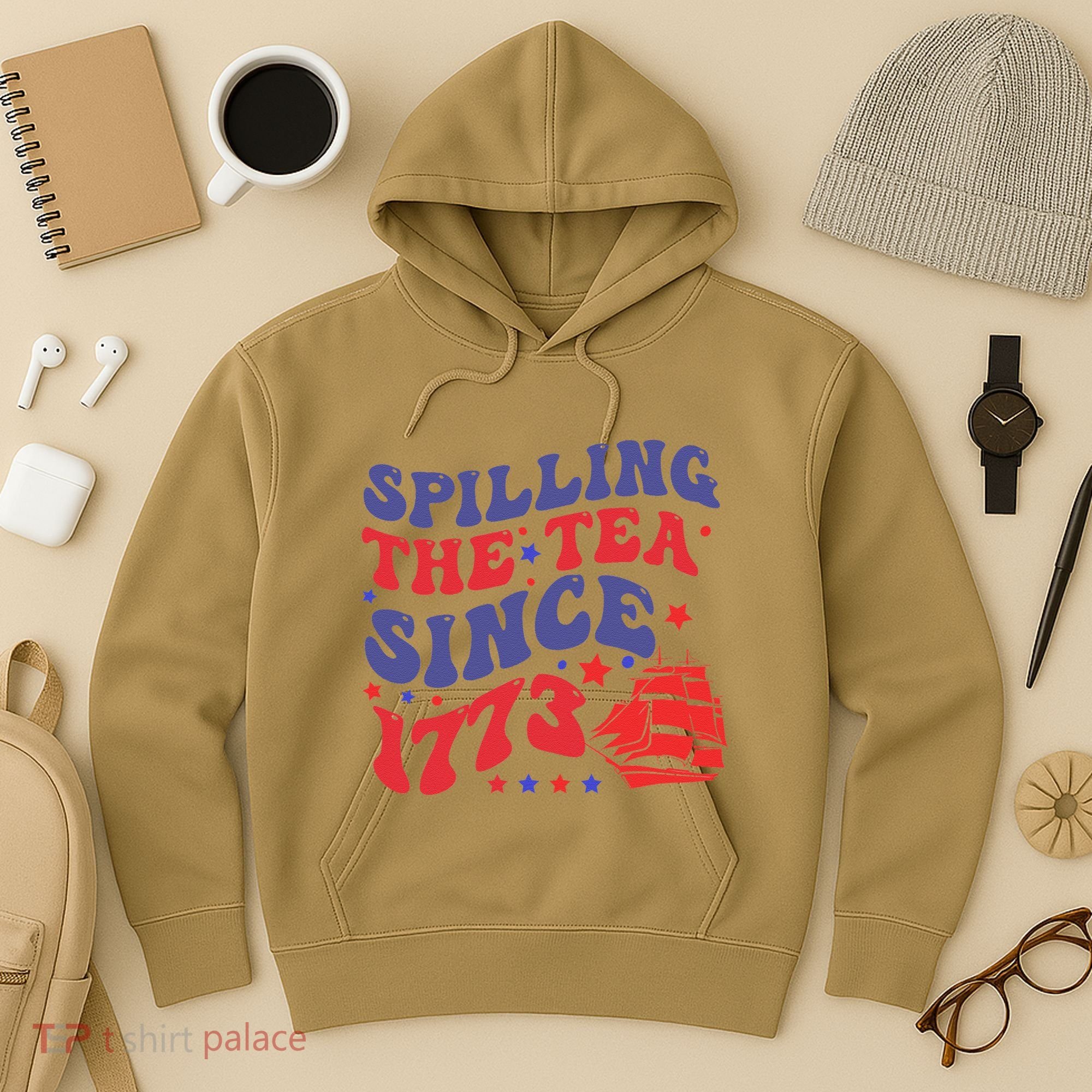 Spilling The Tea Since 1773 Retro Groovy History Teacher Fun Hoodie