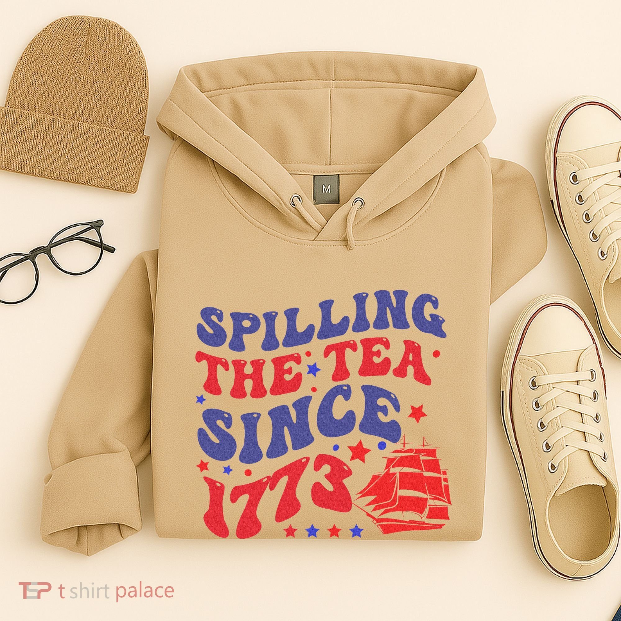 Spilling The Tea Since 1773 Retro Groovy History Teacher Fun Hoodie