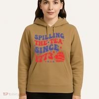 Spilling The Tea Since 1773 Retro Groovy History Teacher Fun Hoodie thumb 5