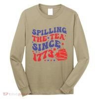 Spilling The Tea Since 1773 Retro Groovy History Teacher Fun Long Sleeve Shirt thumb 0