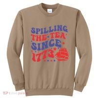 Spilling The Tea Since 1773 Retro Groovy History Teacher Fun Sweatshirt thumb 0