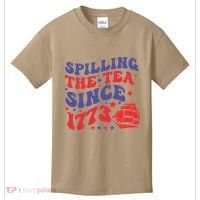 Spilling The Tea Since 1773 Retro Groovy History Teacher Fun Kids T-Shirt thumb 0