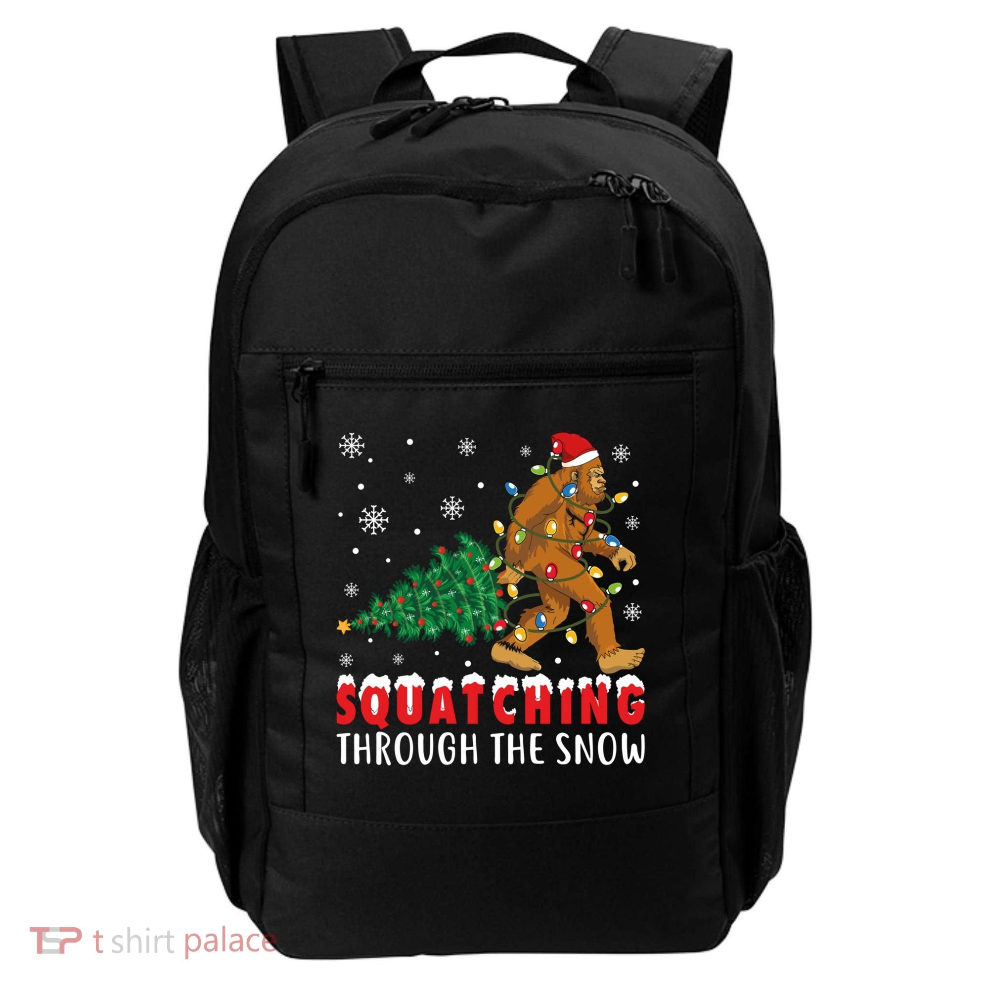 Squatching Through The Snow Christmas Bigfoot Sasquatch Cute Gift Backpack