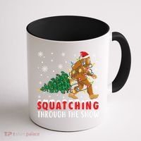 Squatching Through The Snow Christmas Bigfoot Sasquatch Cute Gift Coffee Mug thumb 1