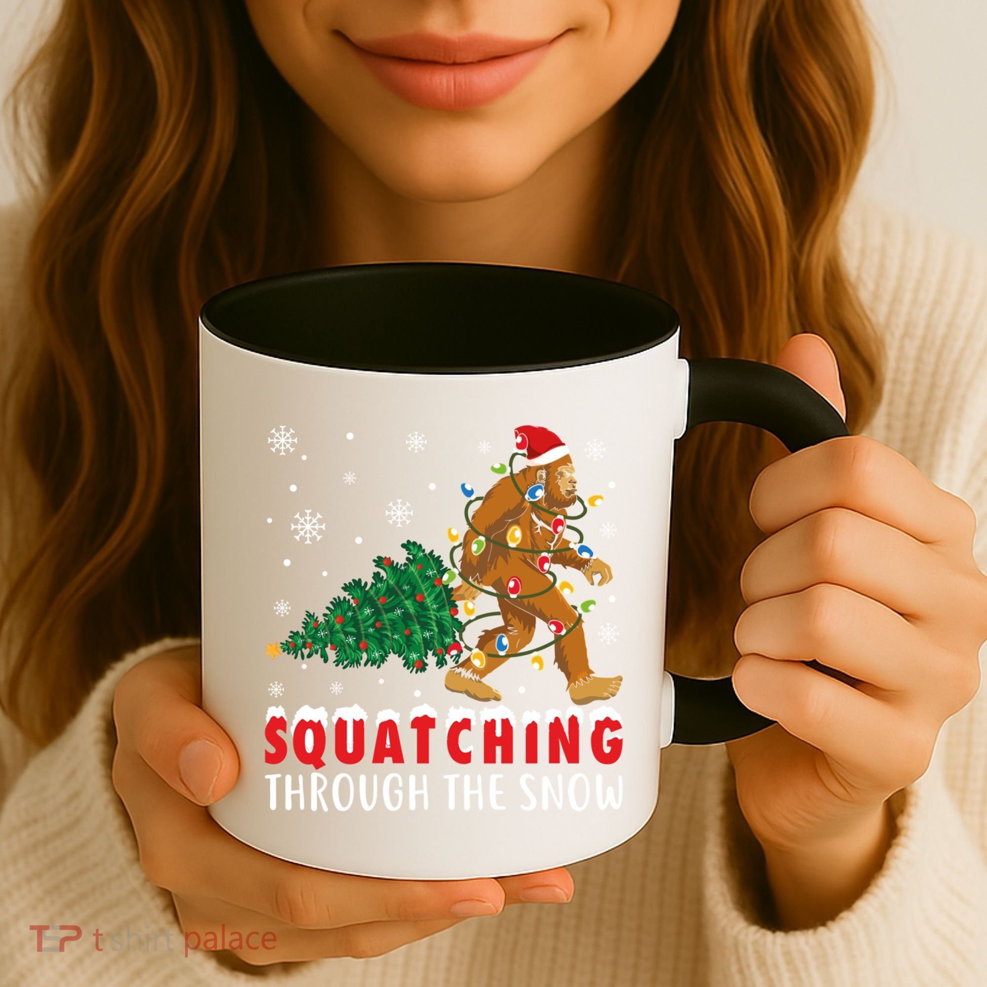 Squatching Through The Snow Christmas Bigfoot Sasquatch Cute Gift Coffee Mug
