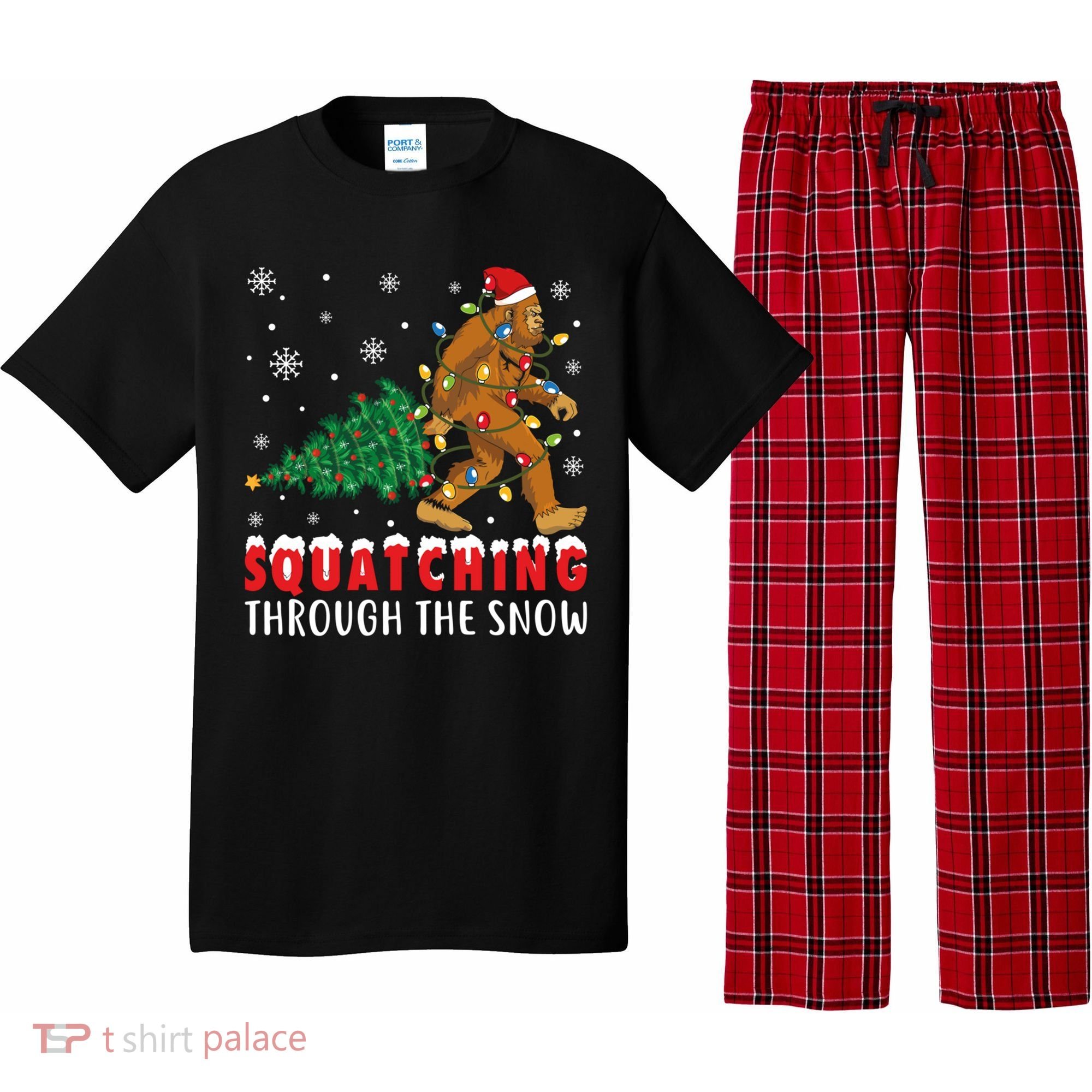 Squatching Through The Snow Christmas Bigfoot Sasquatch Cute Gift Pajama Set