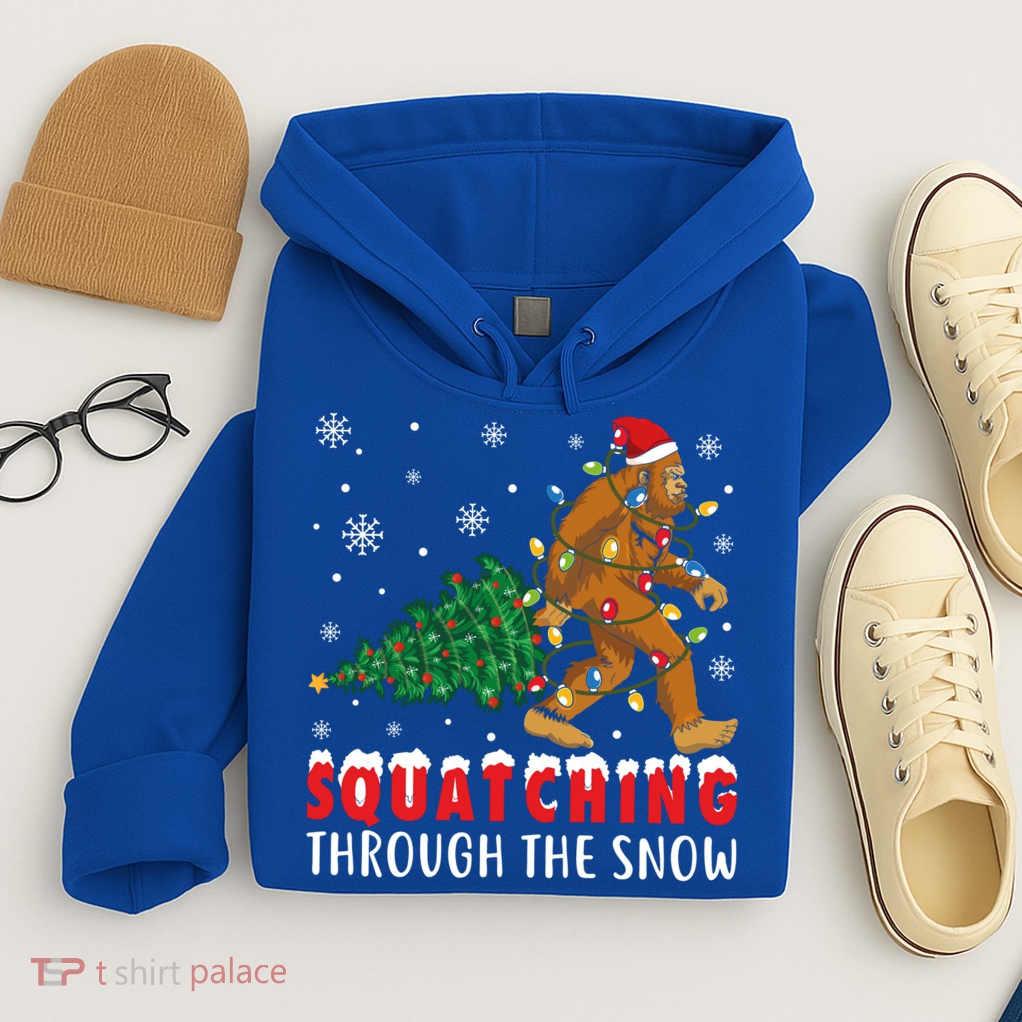 Squatching Through The Snow Christmas Bigfoot Sasquatch Cute Gift Hoodie
