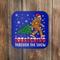 Squatching Through The Snow Christmas Bigfoot Sasquatch Cute Gift Coaster thumb 0