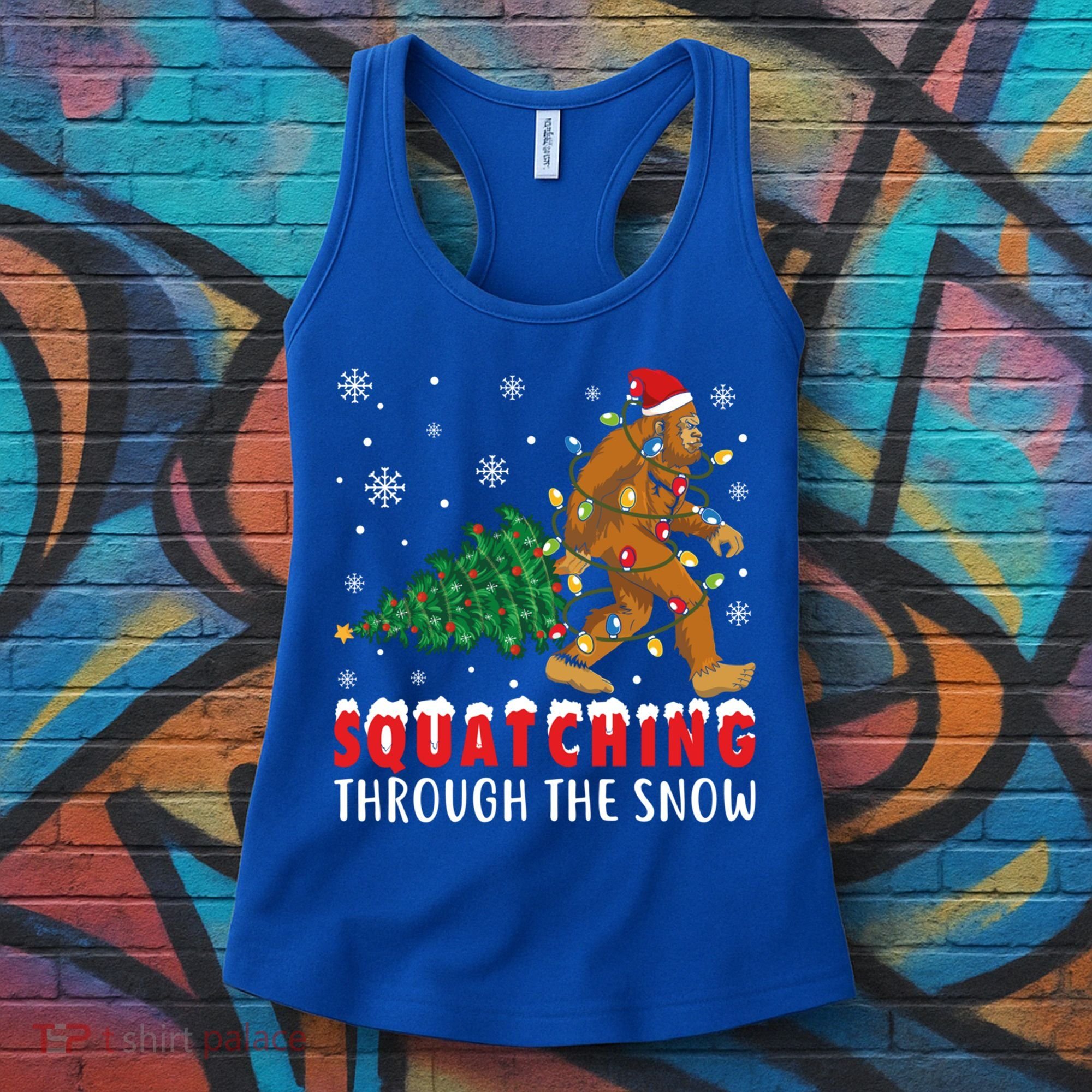 Squatching Through The Snow Christmas Bigfoot Sasquatch Cute Gift Women's Tank Top