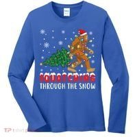Squatching Through The Snow Christmas Bigfoot Sasquatch Cute Gift Women's Long Sleeve Shirt thumb 0