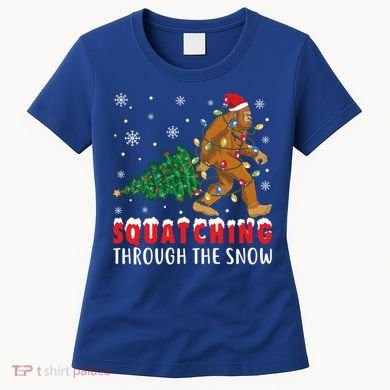 Squatching Through The Snow Christmas Bigfoot Sasquatch Cute Gift Women's T-Shirt