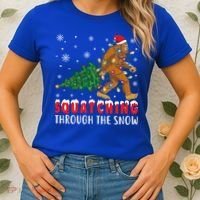 Squatching Through The Snow Christmas Bigfoot Sasquatch Cute Gift Women's T-Shirt thumb 2