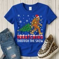 Squatching Through The Snow Christmas Bigfoot Sasquatch Cute Gift Women's T-Shirt thumb 3