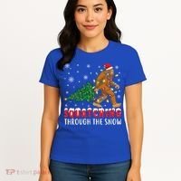 Squatching Through The Snow Christmas Bigfoot Sasquatch Cute Gift Women's T-Shirt thumb 4