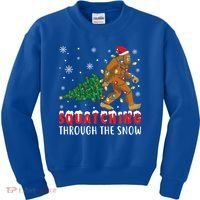 Squatching Through The Snow Christmas Bigfoot Sasquatch Cute Gift Kids Sweatshirt thumb 0