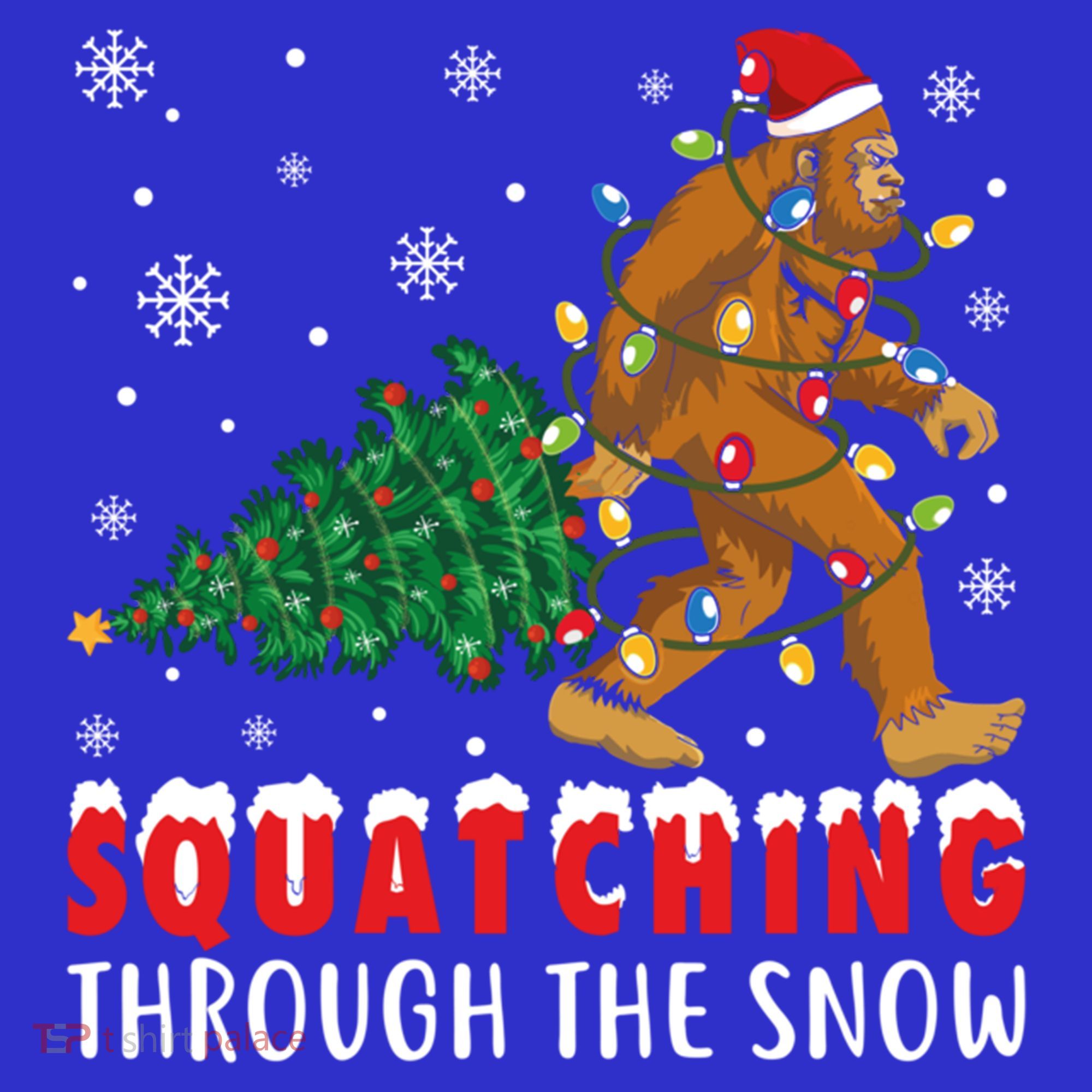 Squatching Through The Snow Christmas Bigfoot Sasquatch Cute Gift Kids Sweatshirt