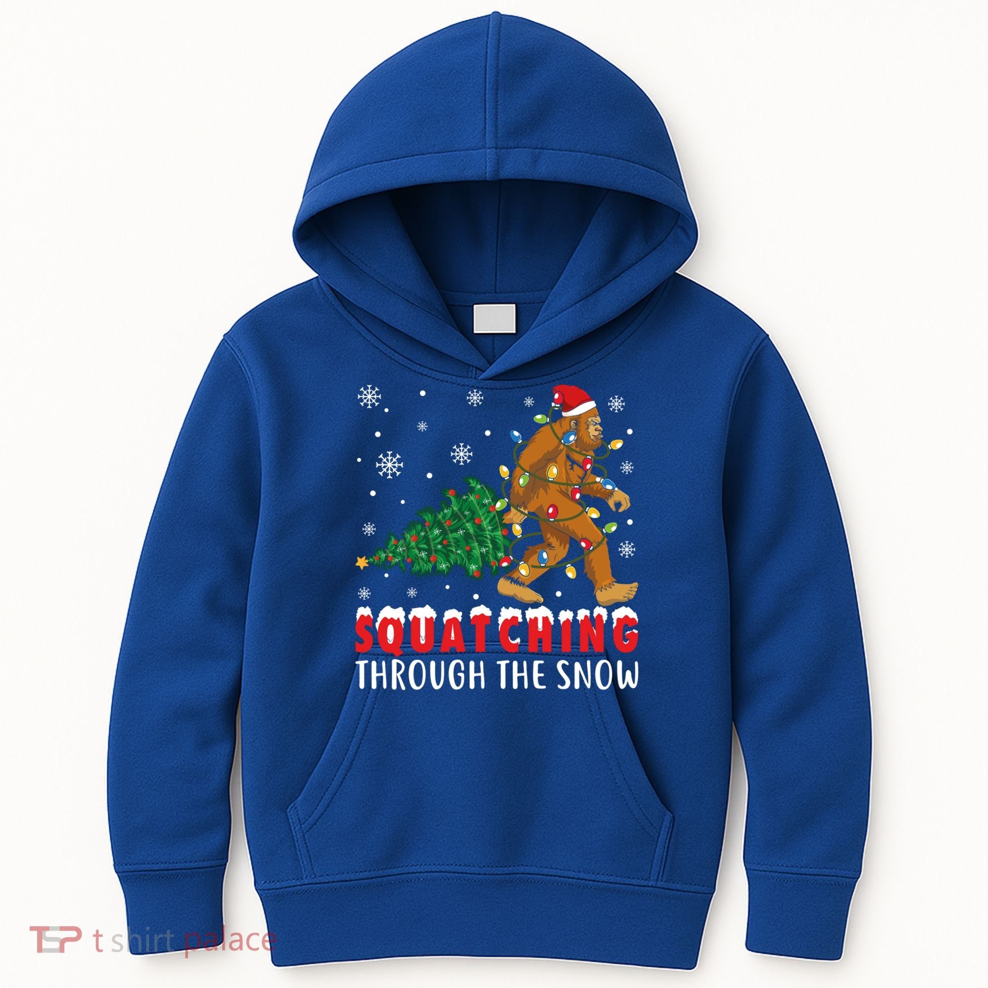 Squatching Through The Snow Christmas Bigfoot Sasquatch Cute Gift Kids Hoodie