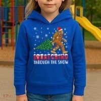 Squatching Through The Snow Christmas Bigfoot Sasquatch Cute Gift Kids Hoodie thumb 3