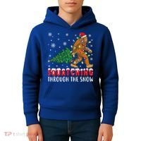 Squatching Through The Snow Christmas Bigfoot Sasquatch Cute Gift Kids Hoodie thumb 4