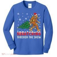 Squatching Through The Snow Christmas Bigfoot Sasquatch Cute Gift Kids Long Sleeve Shirt thumb 0
