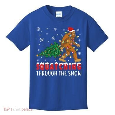 Squatching Through The Snow Christmas Bigfoot Sasquatch Cute Gift Kids T-Shirt