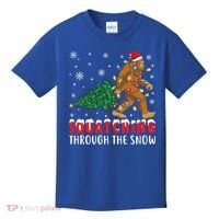 Squatching Through The Snow Christmas Bigfoot Sasquatch Cute Gift Kids T-Shirt thumb 0