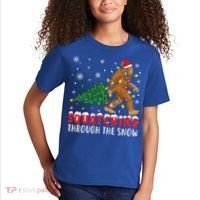 Squatching Through The Snow Christmas Bigfoot Sasquatch Cute Gift Kids T-Shirt thumb 2