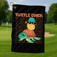 Sea Turtle Tortoise Chicken Turtle Chick Golf Towel thumb 1