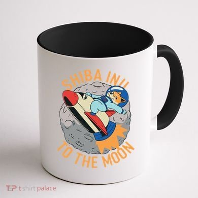 Shiba To The Moon Fox Rocket Ship Coffee Mug back