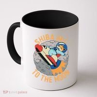 Shiba To The Moon Fox Rocket Ship Coffee Mug thumb 0