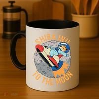 Shiba To The Moon Fox Rocket Ship Coffee Mug thumb 4