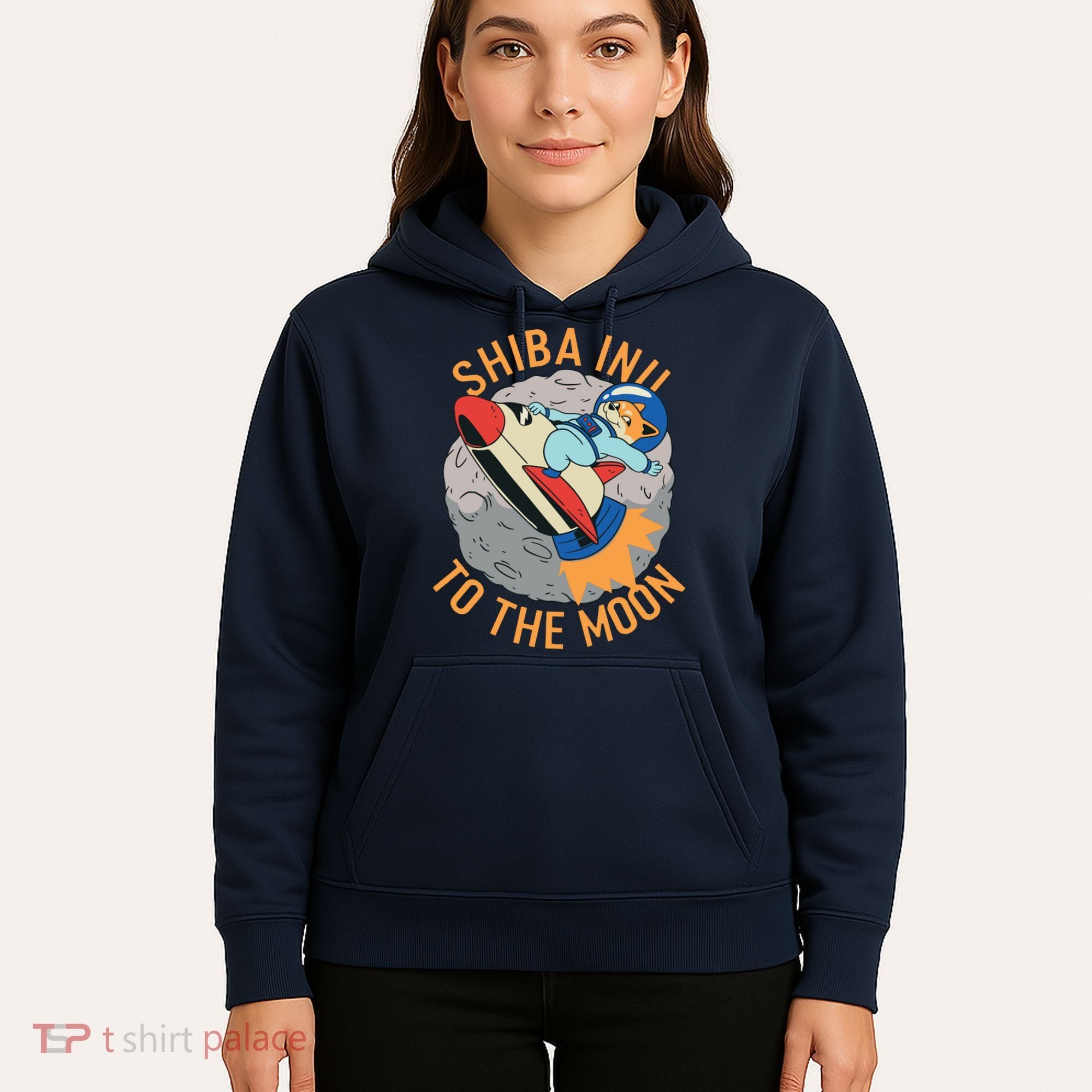 Shiba To The Moon Fox Rocket Ship Hoodie