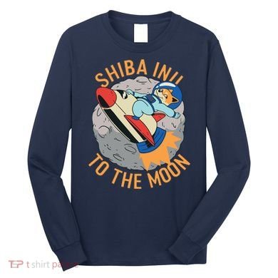 Shiba To The Moon Fox Rocket Ship Long Sleeve Shirt