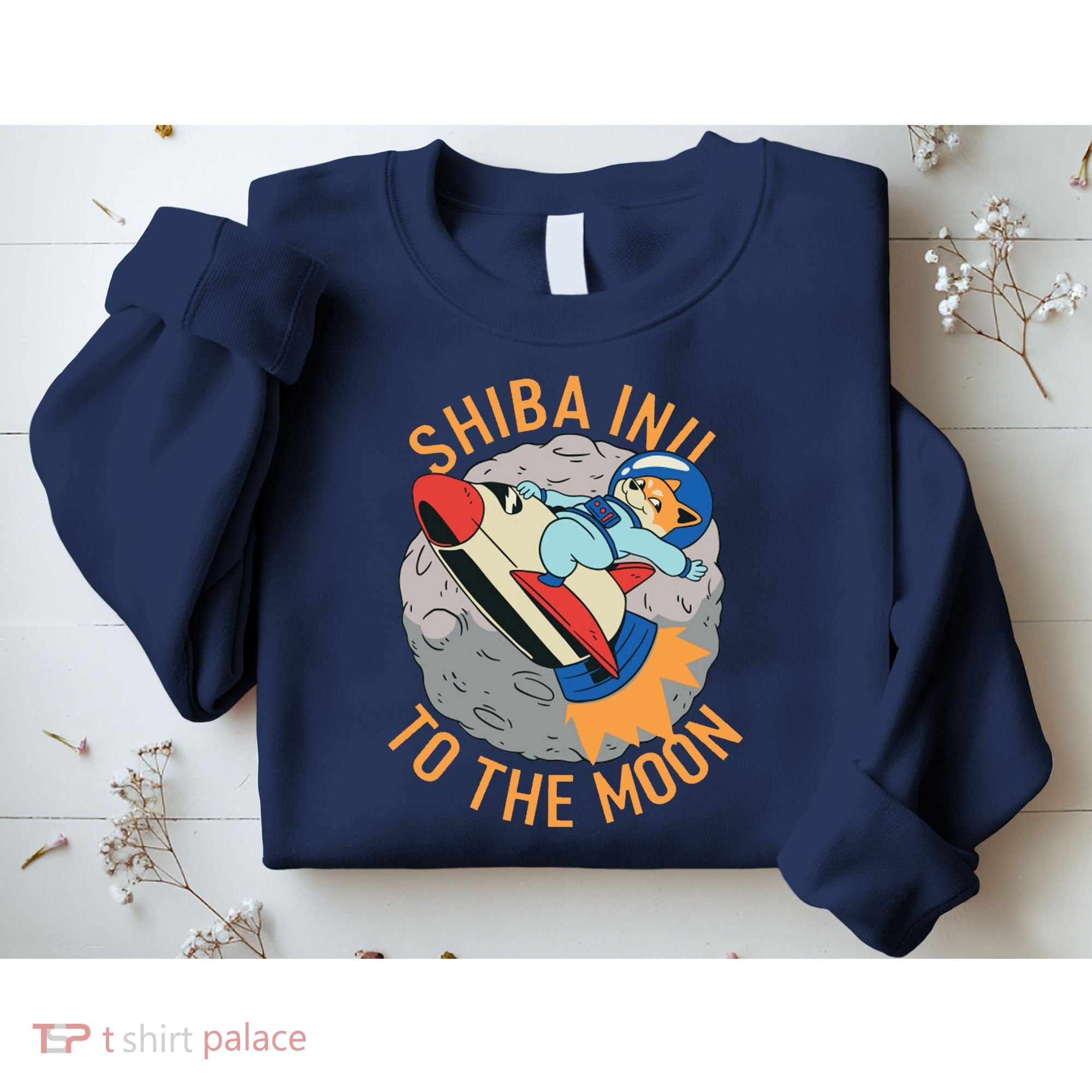Shiba To The Moon Fox Rocket Ship Sweatshirt