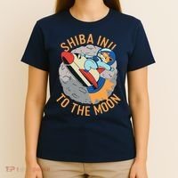 Shiba To The Moon Fox Rocket Ship T-Shirt thumb 4