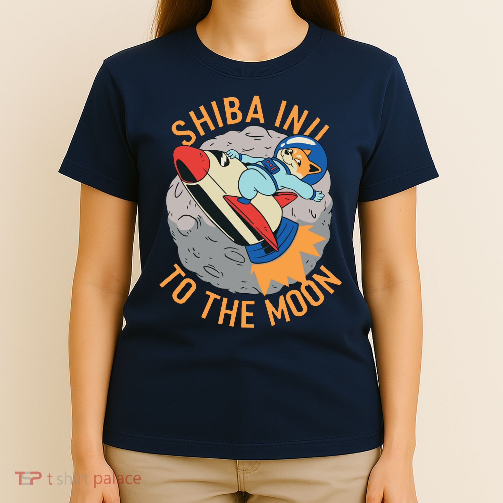 Shiba To The Moon Fox Rocket Ship T-Shirt