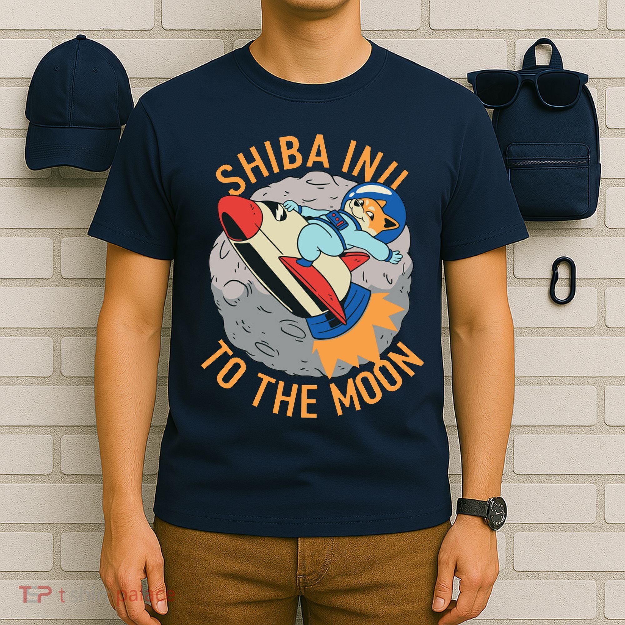 Shiba To The Moon Fox Rocket Ship T-Shirt
