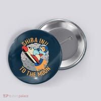 Shiba To The Moon Fox Rocket Ship Button thumb 0