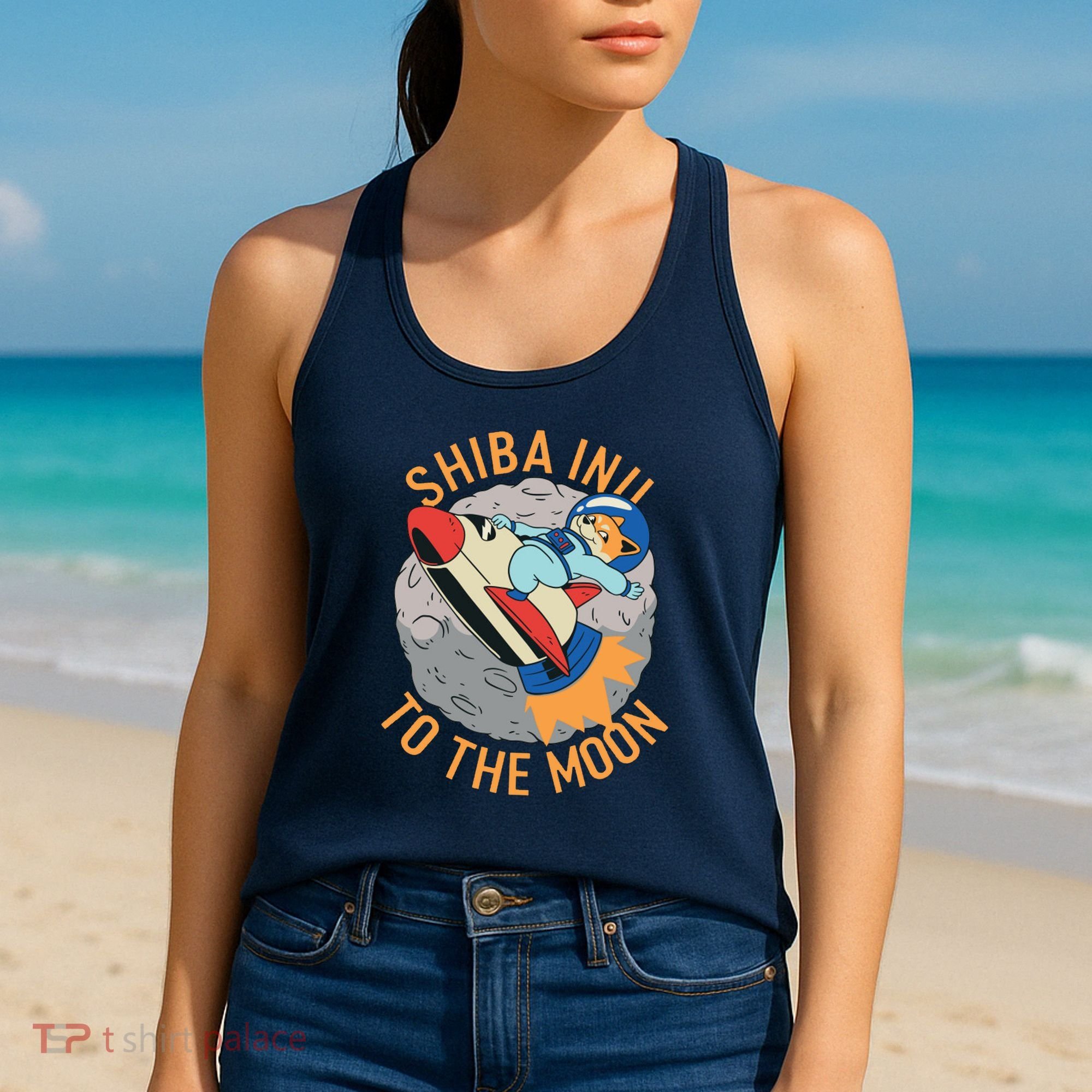 Shiba To The Moon Fox Rocket Ship Women's Tank Top