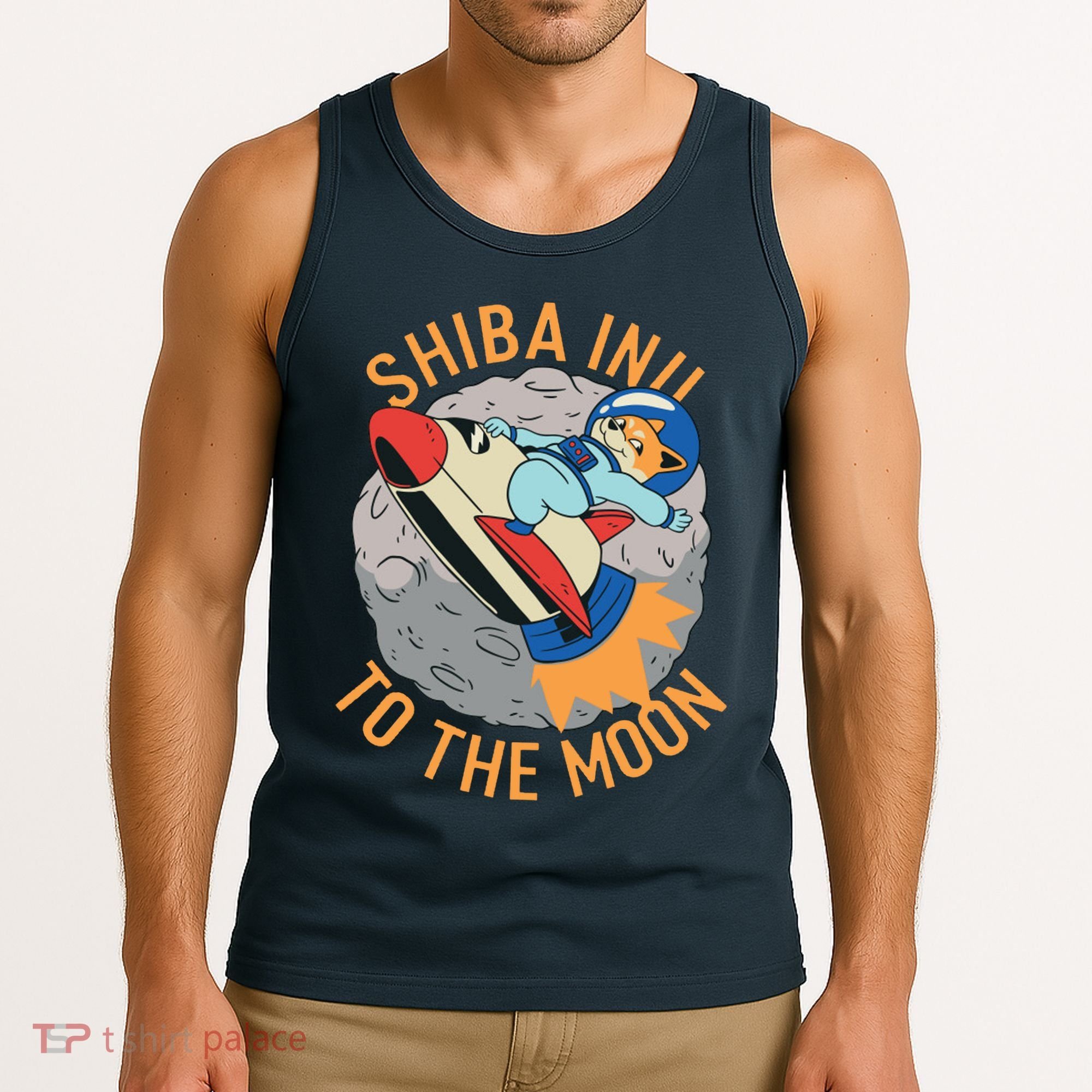 Shiba To The Moon Fox Rocket Ship Tank Top