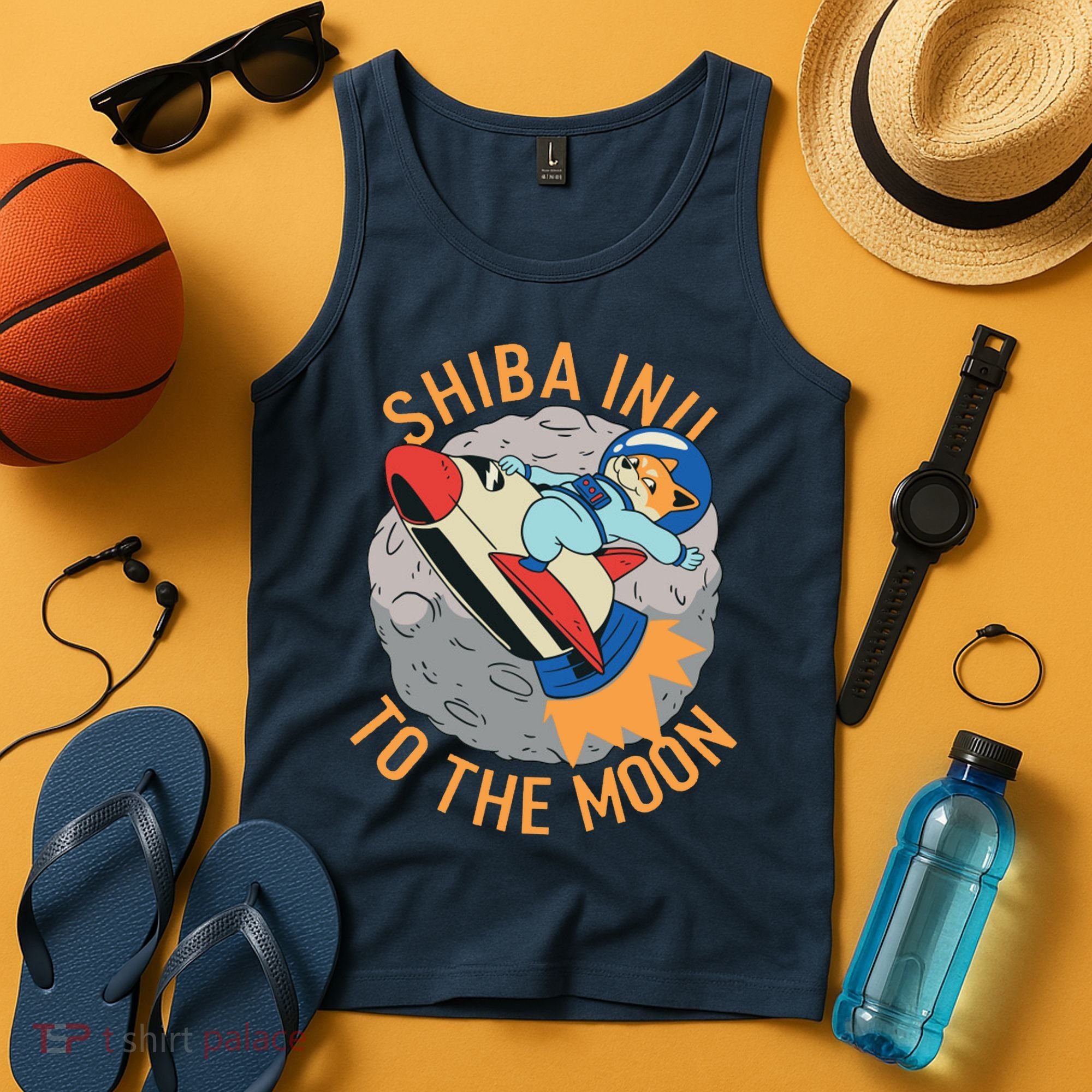 Shiba To The Moon Fox Rocket Ship Tank Top