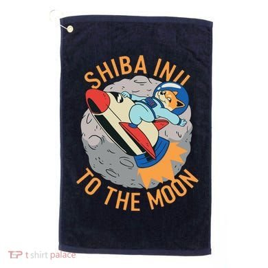 Shiba To The Moon Fox Rocket Ship Golf Towel