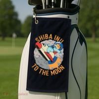 Shiba To The Moon Fox Rocket Ship Golf Towel thumb 2