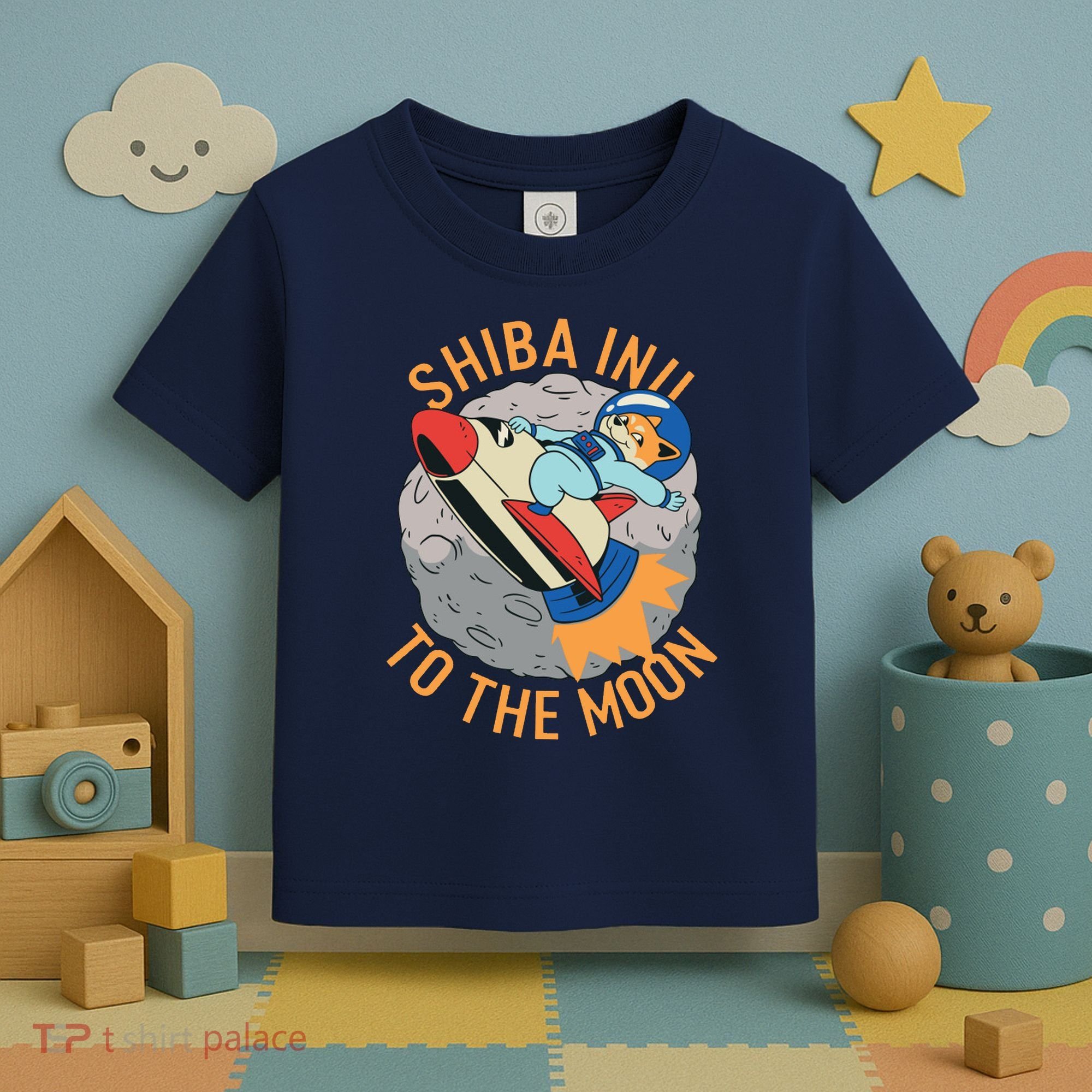 Shiba To The Moon Fox Rocket Ship Toddler T-Shirt