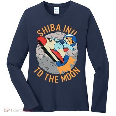 Shiba To The Moon Fox Rocket Ship Women's Long Sleeve Shirt