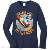 Shiba To The Moon Fox Rocket Ship Women's Long Sleeve Shirt thumb 0